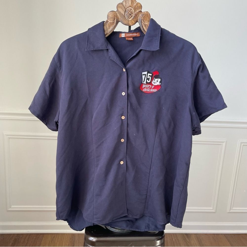 Harriton Big Boy Restaurants Uniform Short Sleeve Button Down Shirt Womens 2XL
